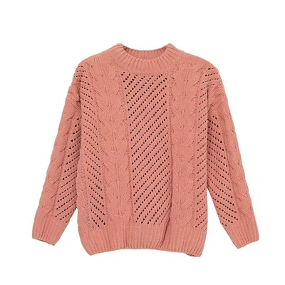 Жакардов ретро пуловер Дамски пуловер с кръгло деколте